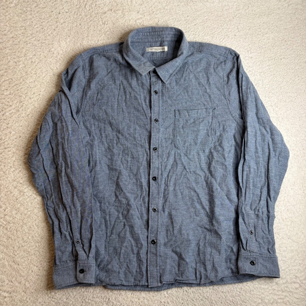 Outerknown Mens XXL Blue Organic Cotton Long Sleeve Button Down Shirt 01080-00